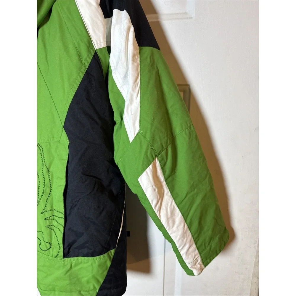 Spyder Kids Ski Jacket Size 18 Green Hooded Insulated Winter Snow Coat 170